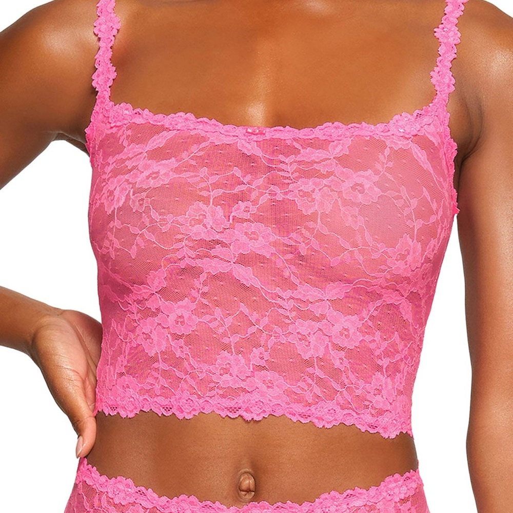 SKIMS Pink Lace Bandeau Top